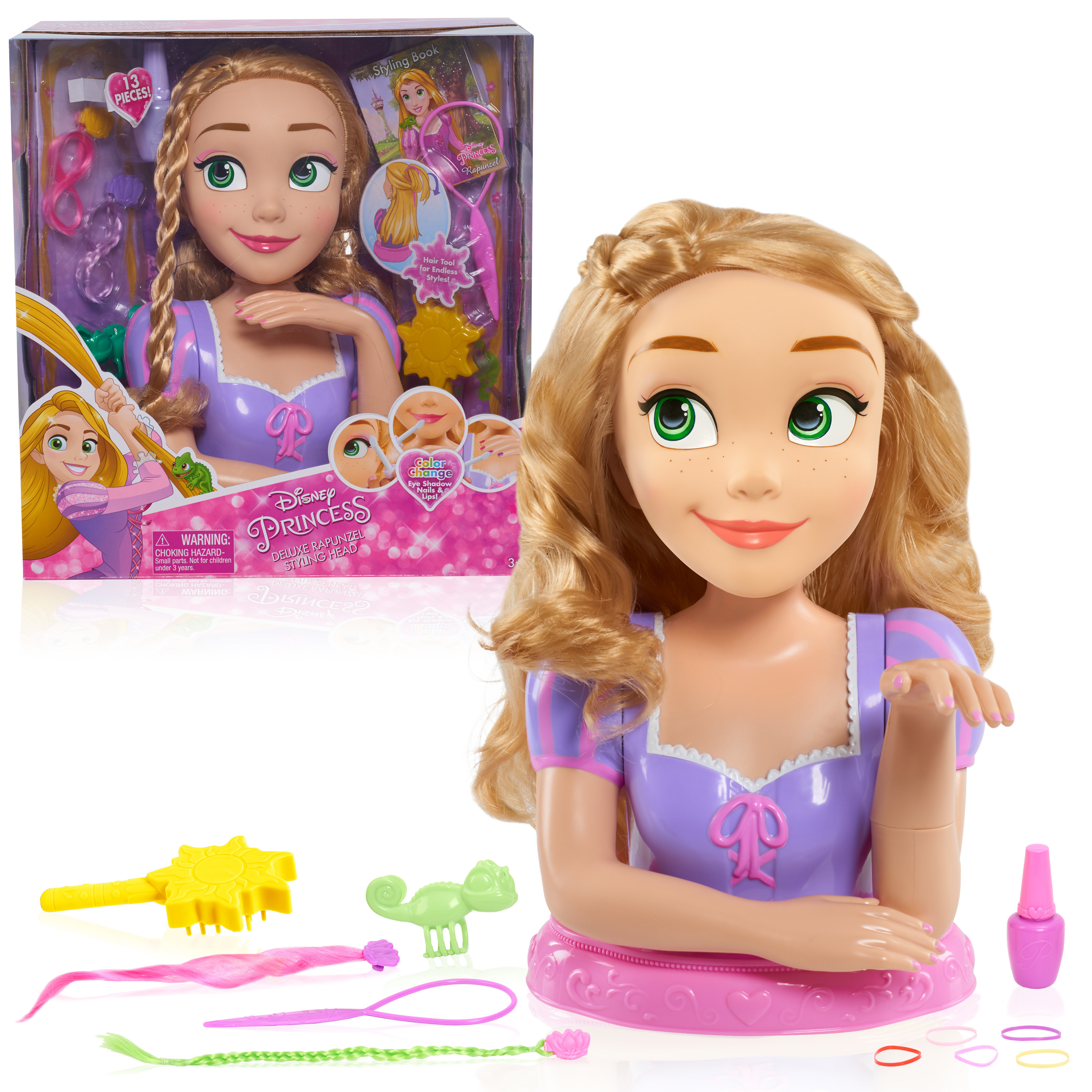 Disney Princess Deluxe Rapunzel Styling Head, 13-pieces, Officially Licensed Kids Toys for Ages 3 Up, Gifts and Presents Disney Princess