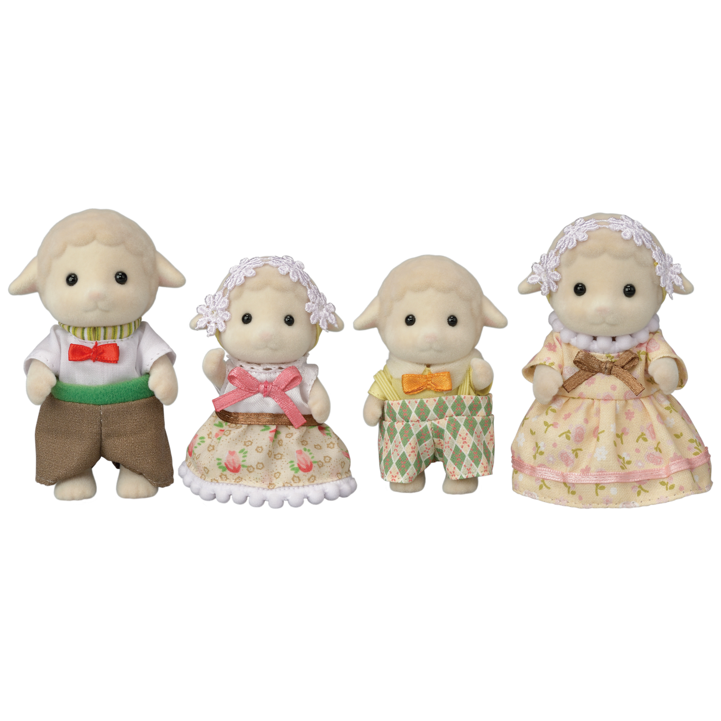 Calico Critter Sheep Family, Set of 4 Collectible Doll Figures Calico Critters