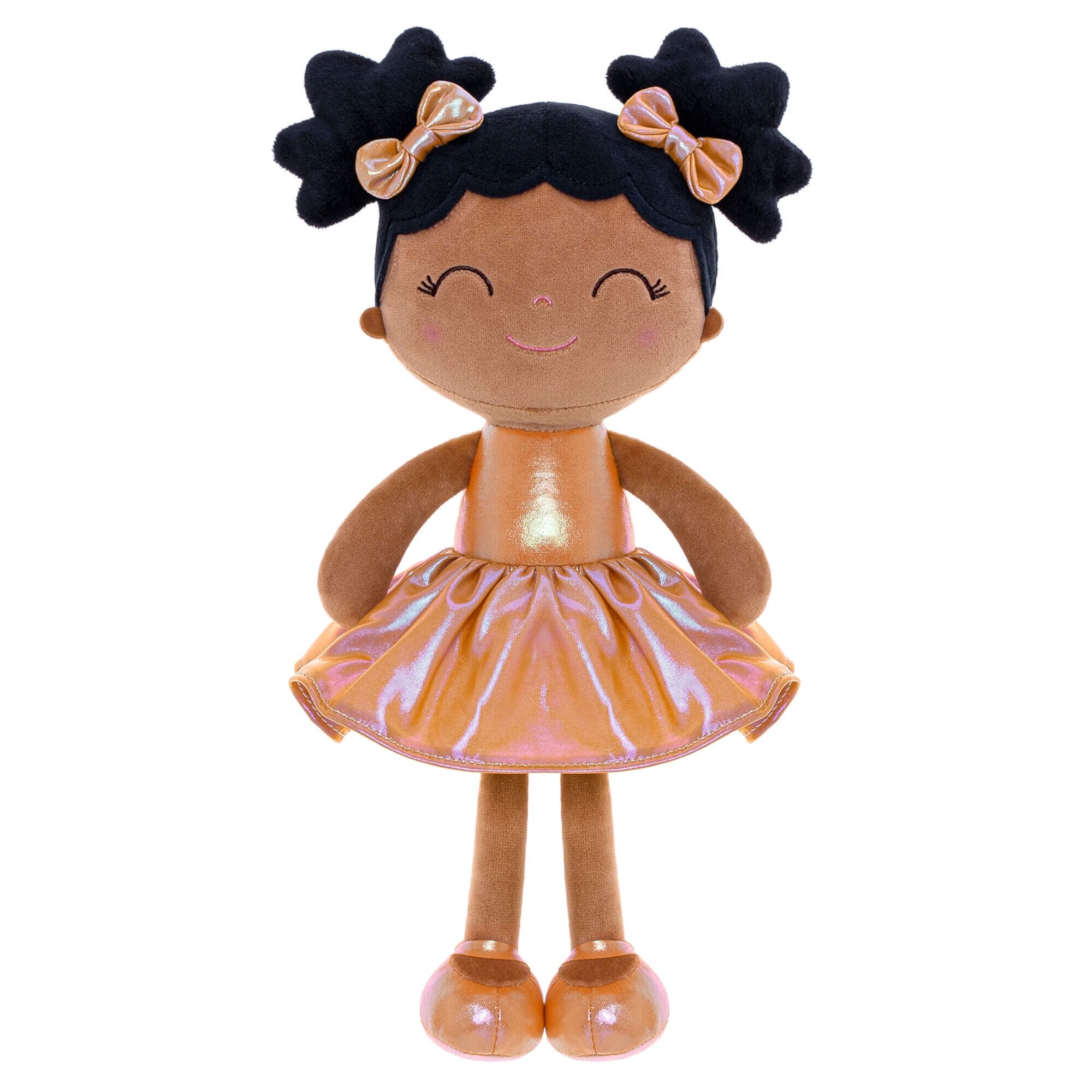 Gloveleya Soft Dolls Baby Girl Gifts Curly Girls Plush Baby Doll Fantasy Curly Baby Doll Tanned Golden 12 inch Gloveleya