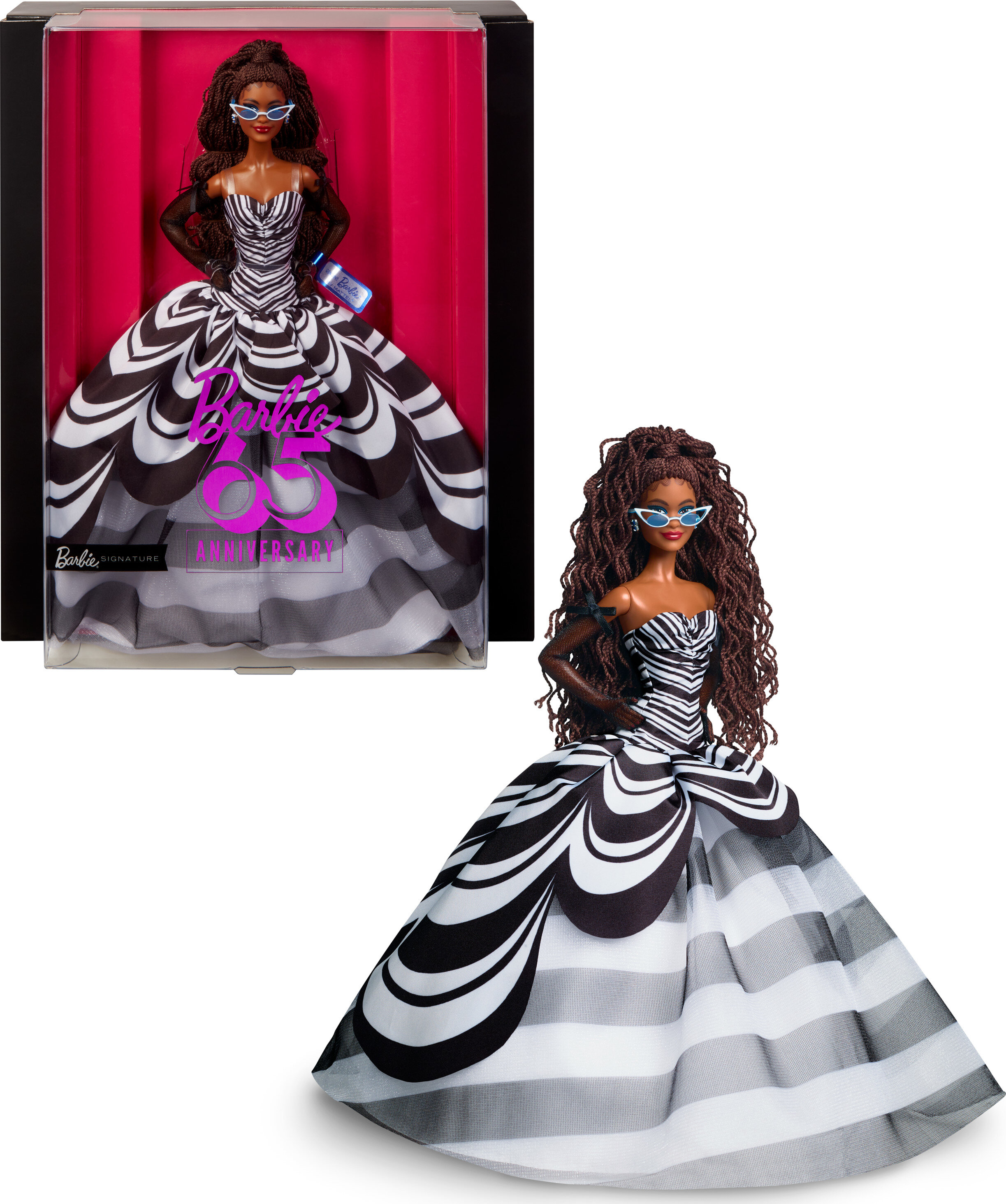 Barbie Signature 65th Anniversary Collectible Doll with Brown Hair and Black and White Gown Visit the Barbie Store