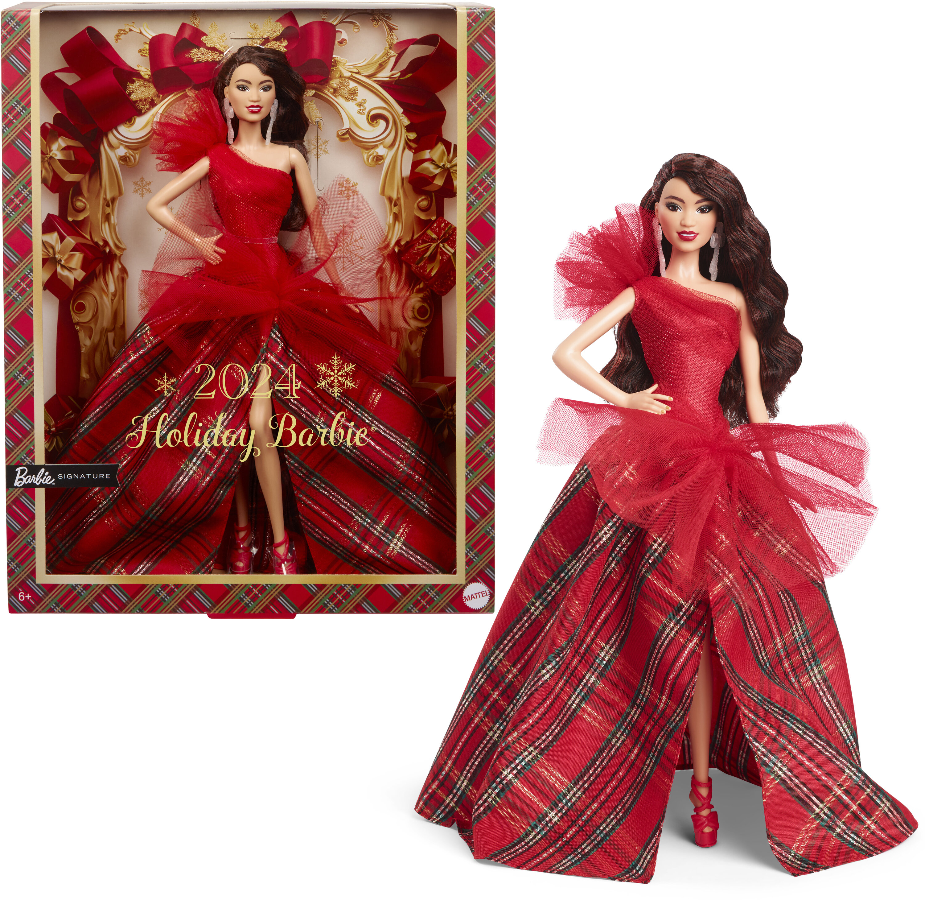 Barbie 2024 Holiday Barbie Dolls, Seasonal Collector Gift, Barbie Signature, Plaid Gown with Red Bow Visit the Barbie Store