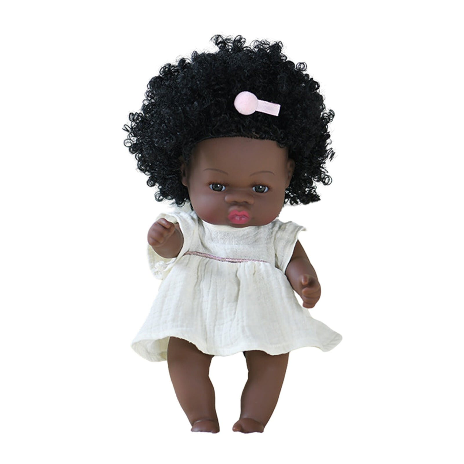 Lksixu Black Skin Doll Simulation African Black BabyDoll Toy with Explosion Head 14 inch Cute PVC Black Skin Washable Realistic Baby Doll with Clothes Gifts for Christmas Birthday Lksixu