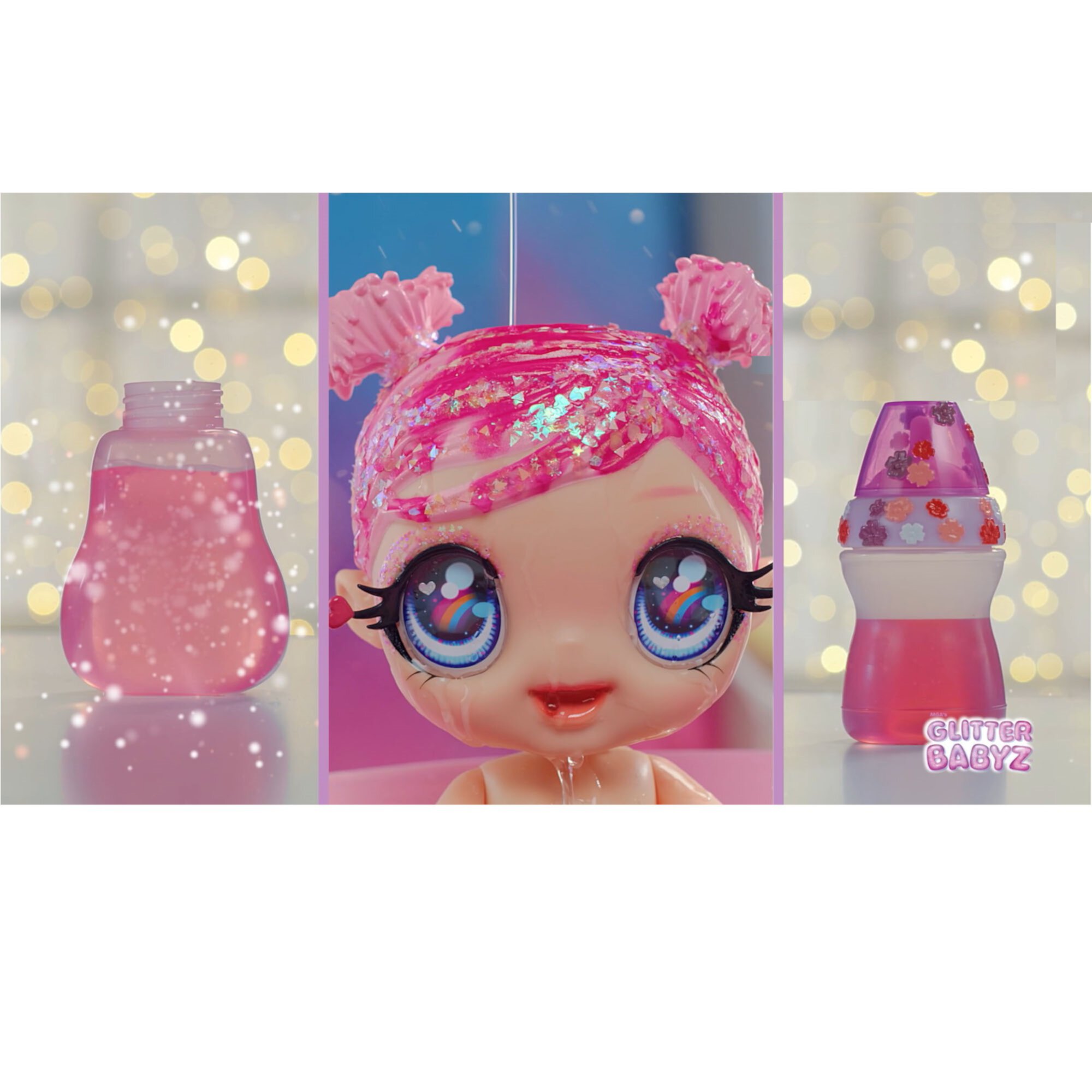 MGA Entertainment Glitter Baby Marina Finley Baby Doll with 3 Magical Color Changes, Pink Glitter Hair, Mermaid Squad Outfit, Diaper, Bottle, Pacifier Gift for Kids, Toy for Girls Boys Ages 3 4 5+ Coming soon