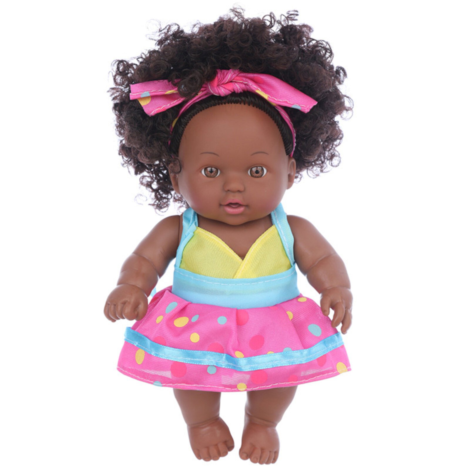 kkbbma Savings Black Baby Dolls - 8 Inch African American Black Dolls for Girls 1 2 3 4 5 Years Old, 12-inch Realistic Reborn Baby Doll with Curly Hair for Toddler 1-3, Small Baby Doll Toy Kkbbma