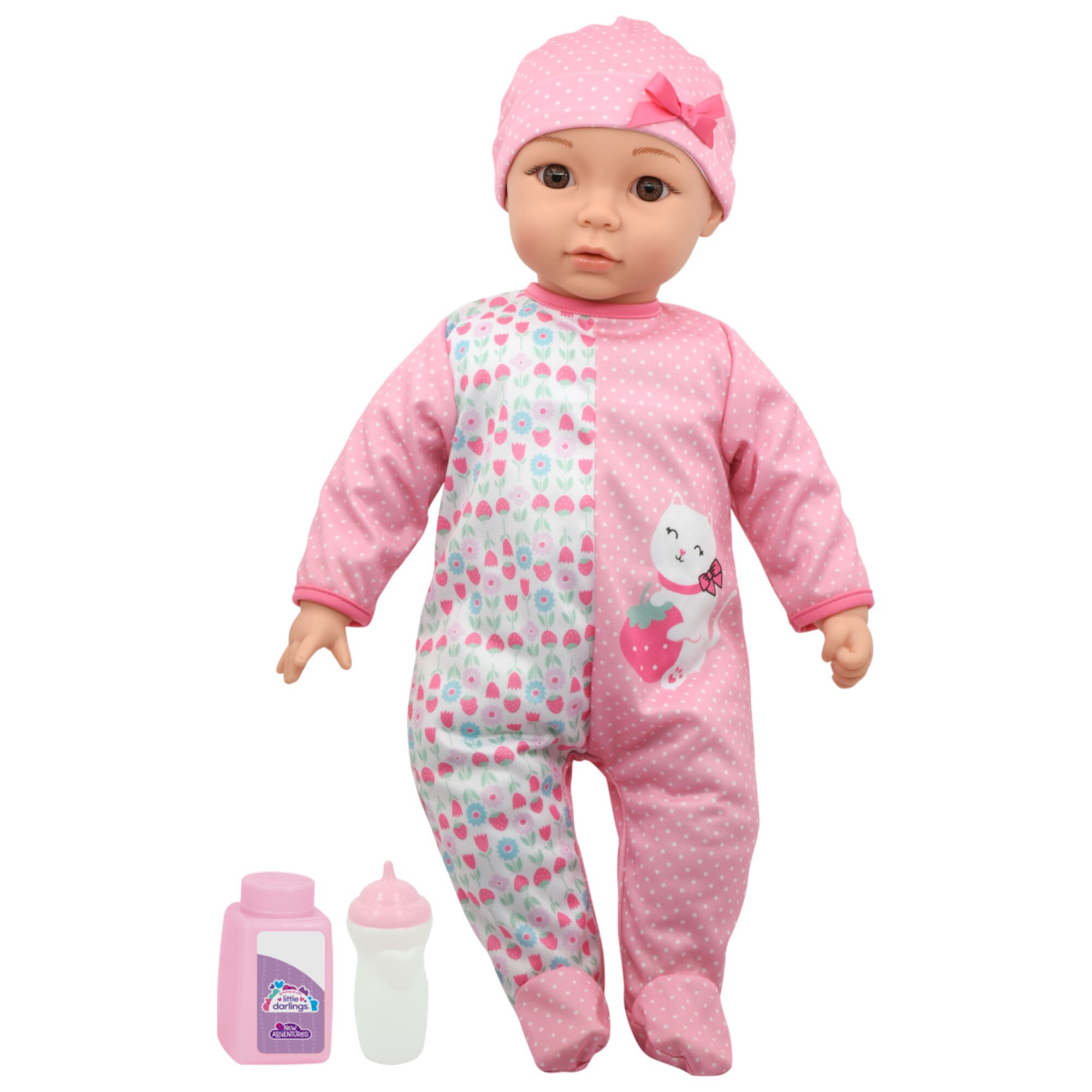 Little Darlings: 19" Cuddle Baby - Pink Kitty - Talking Baby Doll Set w/ Accessories, Makes 6 Different Baby Sounds Little Darlings