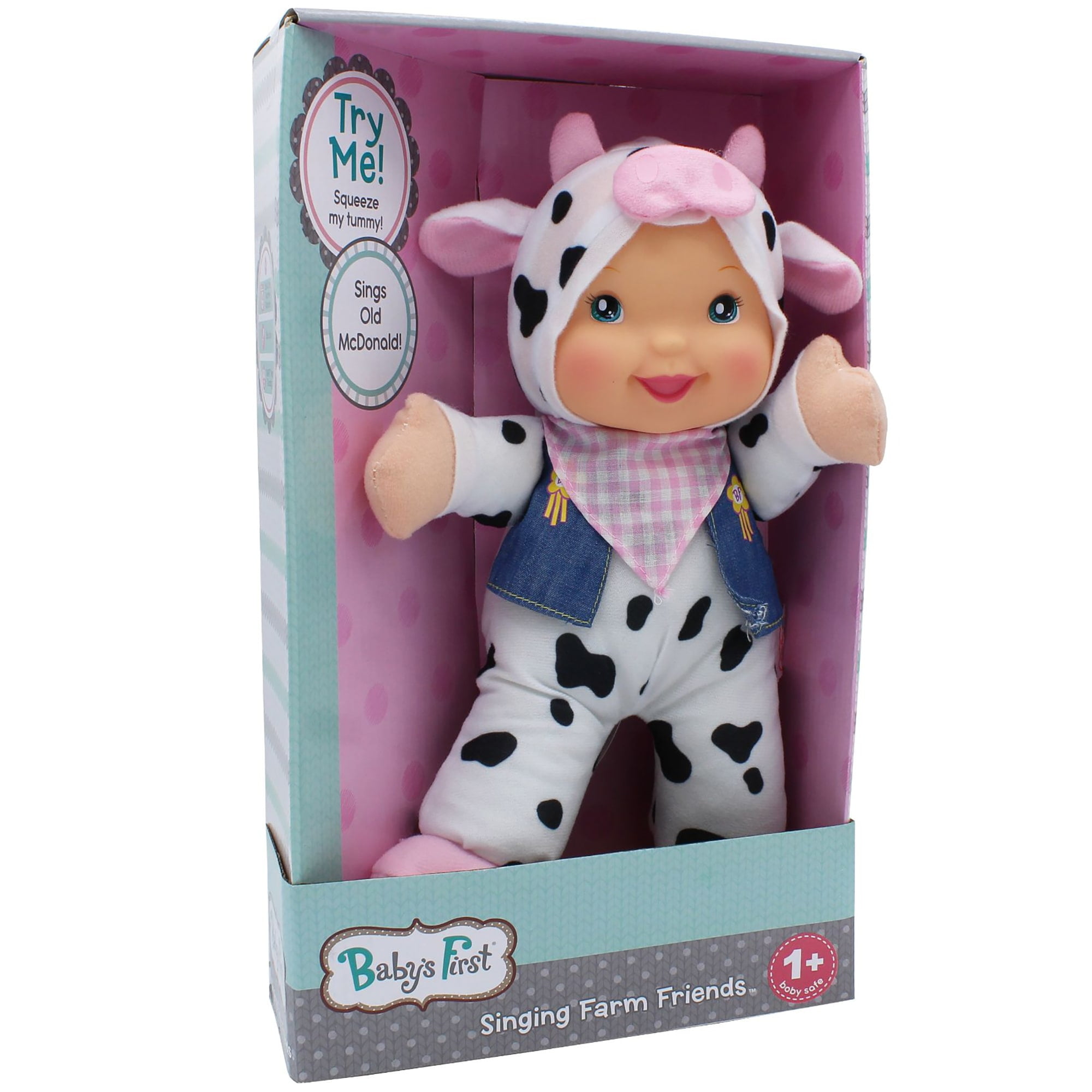 Goldberger Doll Baby's First Farm Animal Friends Cow Bi-Lingual (English/Spanish) Baby's First