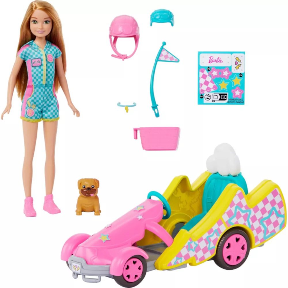 Barbie Stacie Racer Doll with Go-Kart Toy Car, Dog, Accessories, & Sticker Sheet Visit the Barbie Store