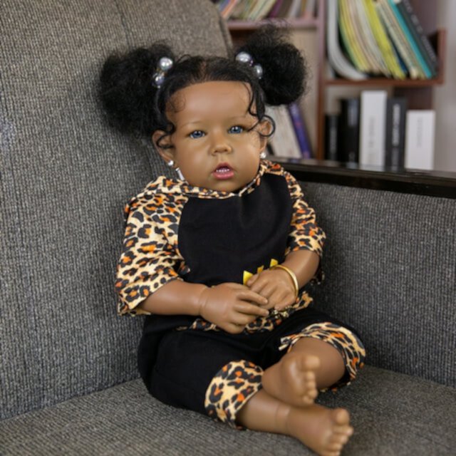 Takanini Reborn Baby Dolls African American 20" Black Silicone Realistic Baby Doll with Soft Body Handmade Birthday Gift Set Takanini