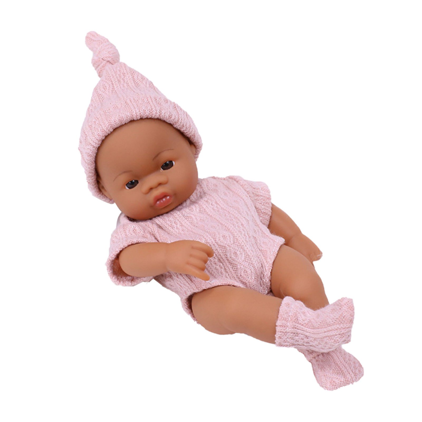 Herrnalise Lifelike Reborn Baby Dolls Black - 7-Inch Baby Realistic-Newborn Baby Dolls African American Real Life Baby Dolls Cloth Body with Hat for Kids Age 3+ Herrnalise