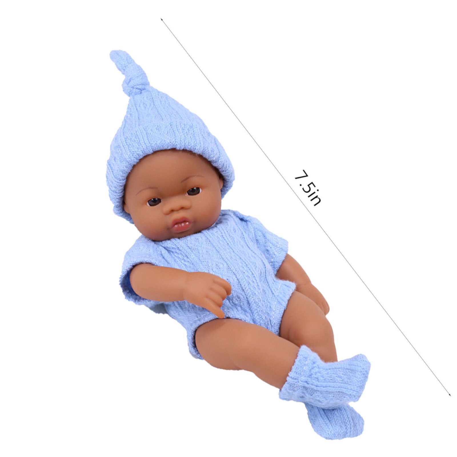 Herrnalise Lifelike Reborn Baby Dolls Black - 7-Inch Baby Realistic-Newborn Baby Dolls African American Real Life Baby Dolls Cloth Body with Hat for Kids Age 3+ Herrnalise