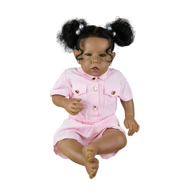 Takanini 20" Reborn Baby Doll Soft Body with Silicone Limbs Realistic Black Skin Birthday Gift Sets for Toddlers Takanini