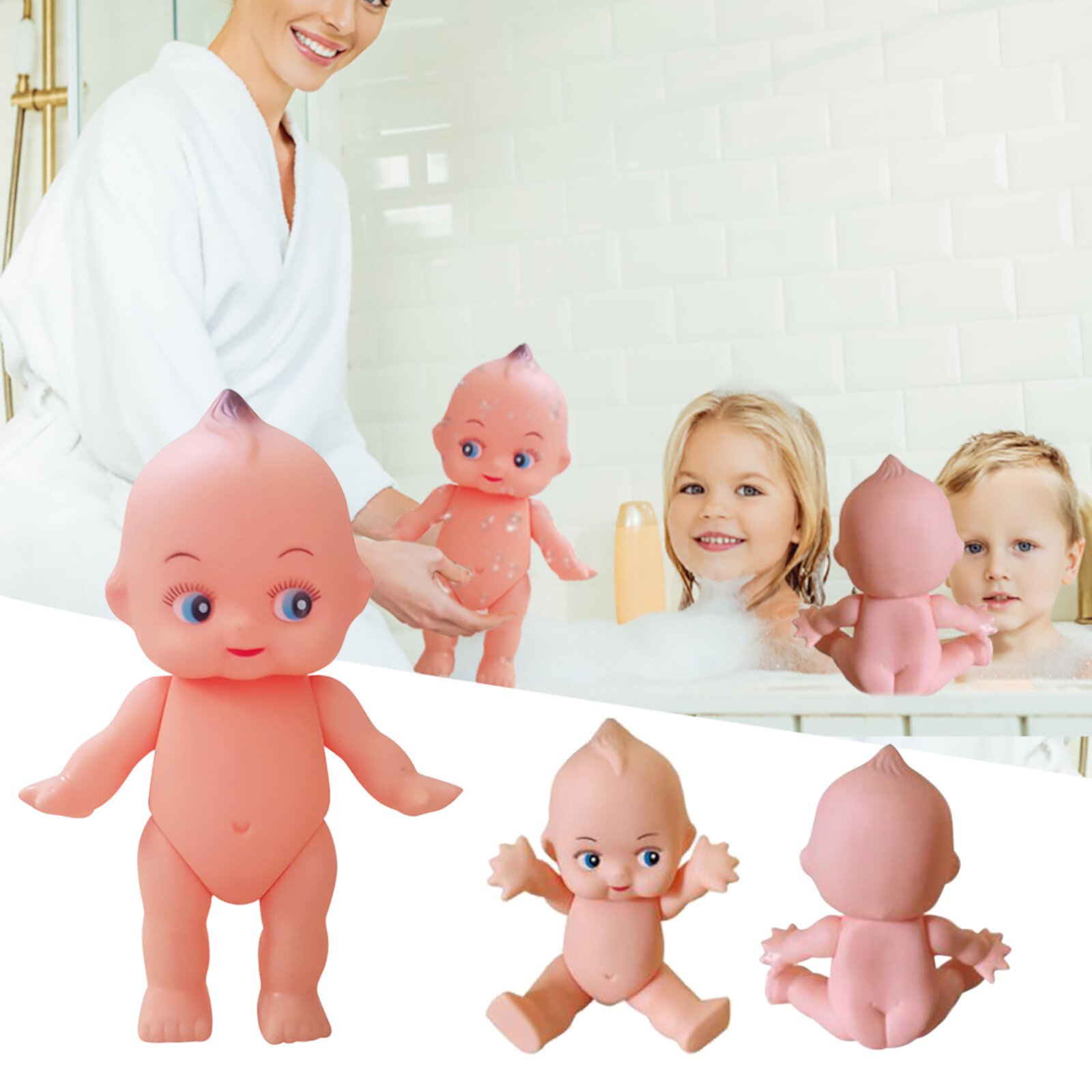 6 month old baby toys Rubber Doll Tricot Bath Enamel The Family Doll Quality Small Children's Over 16.5cm Doll Soft Toys Dolls & Accessories Unbrand