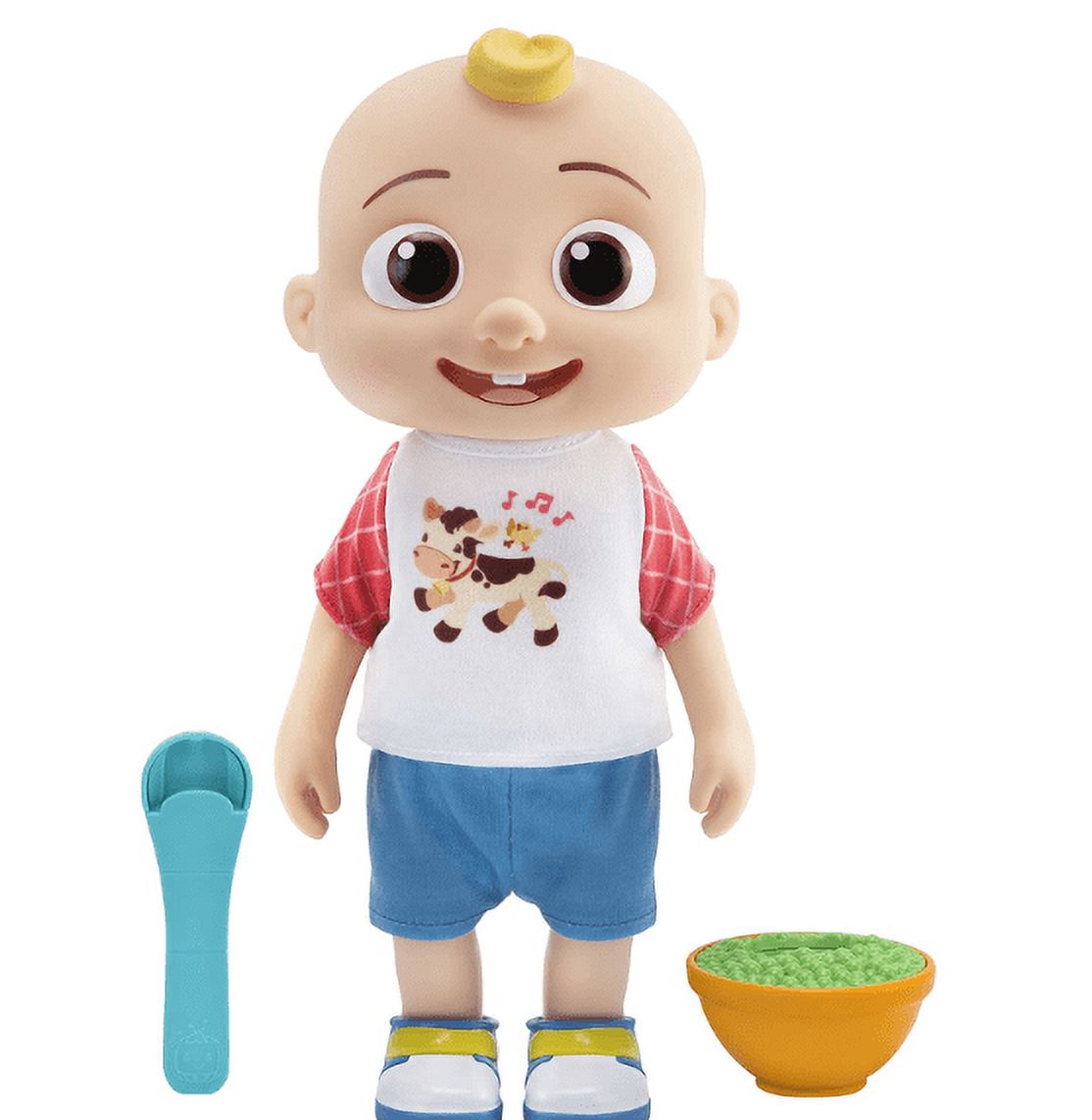 CoComelon Deluxe Interactive JJ Doll - Includes JJ, Shirt, Shorts, Pair of Shoes, Bowl of Peas, Spoon- Toys for Preschoolers Jazwares