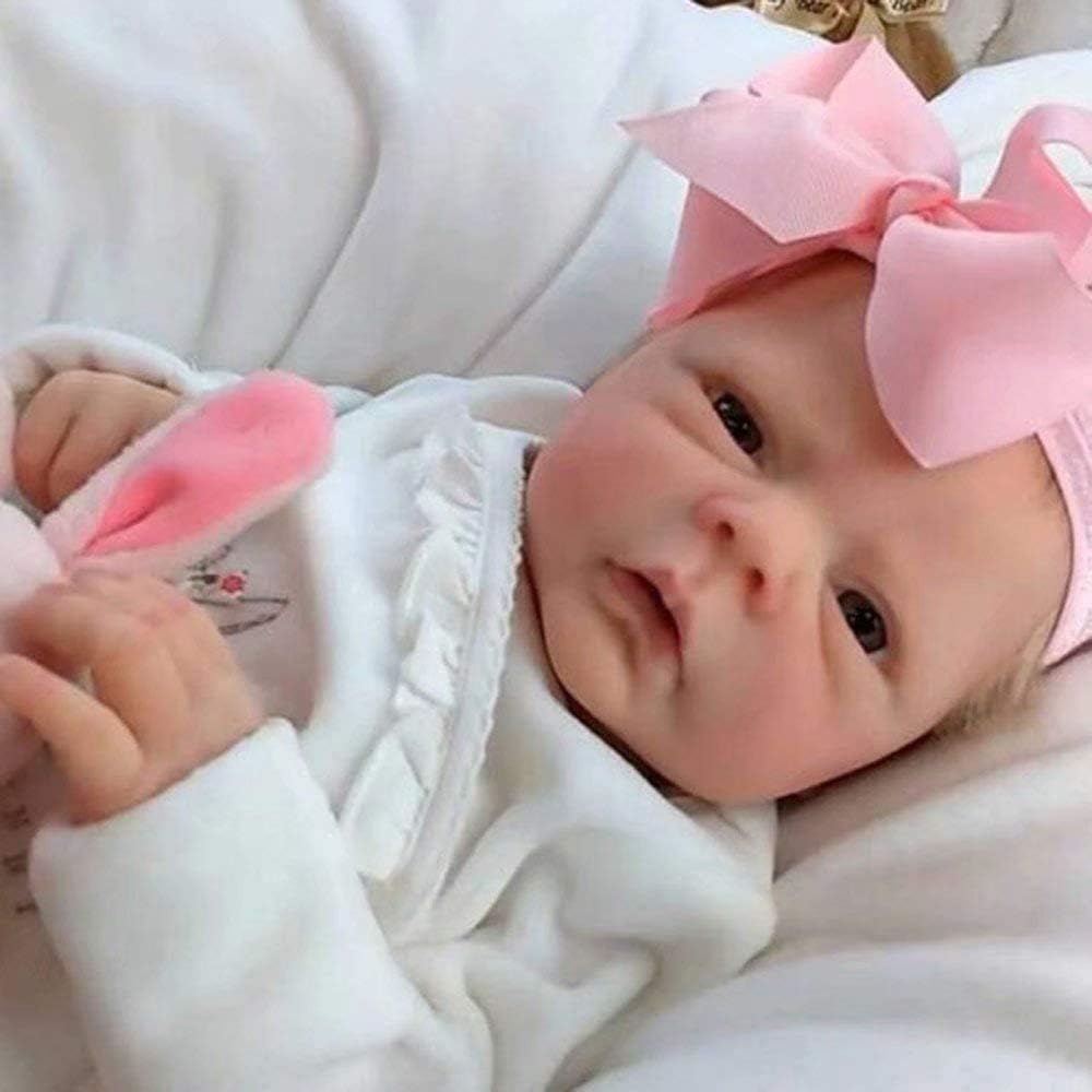 Lifelike Reborn Baby Dolls 18 Inch, Handmade Realistic Newborn Girl, in Soft Vinyl and Weightd Body for Daughter, Mother, Birthday Gifts Binlechuang