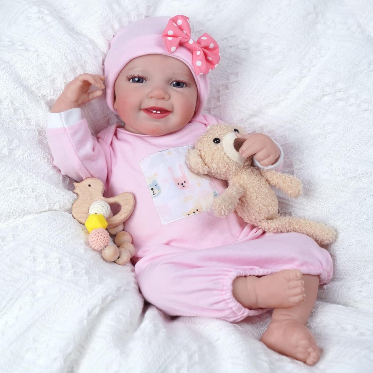 RSG 20-Inch Lifelike Reborn Baby Dolls - Sweet Smile Realistic-Newborn Baby Dolls Handmade Baby Feeling Real Life Baby Dolls Girl with Feeding Kit Gift Box for Birthday Christmas Rsgdolls