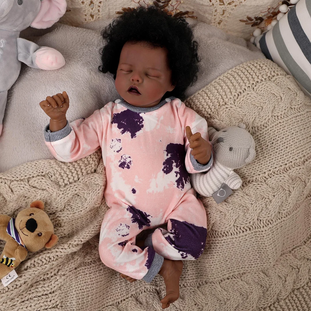 17" Reborn Baby Dolls Black African American Realistic Newborn Baby Dolls Soft Vinyl Dolls Full Body for Age 3+ Rsgdolls