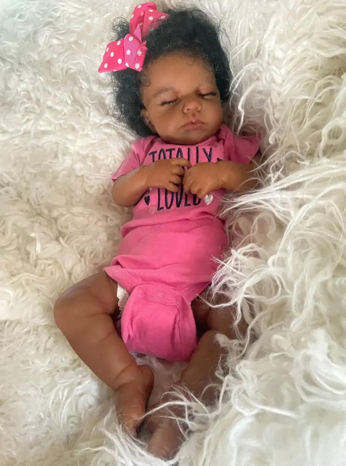 Lifelike Reborn Baby Dolls Black Girl 20 inch Realistic African American Newborn Baby Loulou Sleeping Doll with Brown Skin Alive Detailed Handmade Babies with Soft Body Weighted Reborn Child Toys Binlechuang