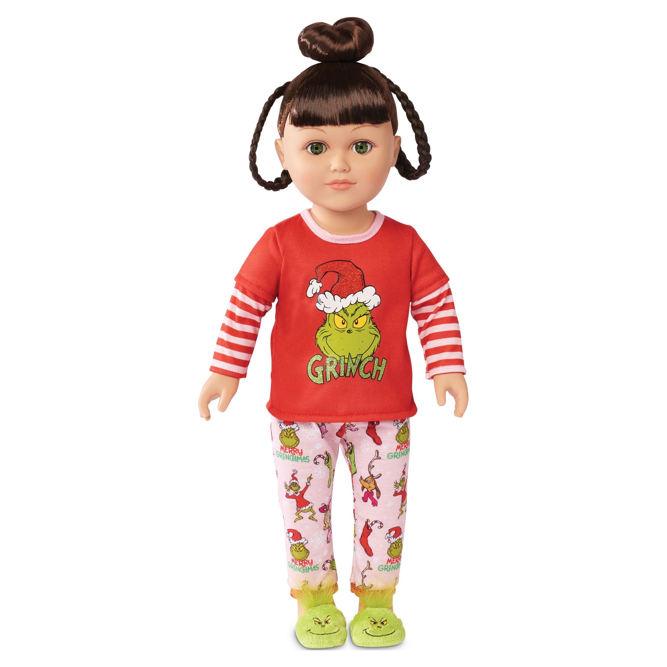 My Life As Poseable Grinch Sleepover 18 inch Doll, Brunette Hair, Green Eyes My Life as