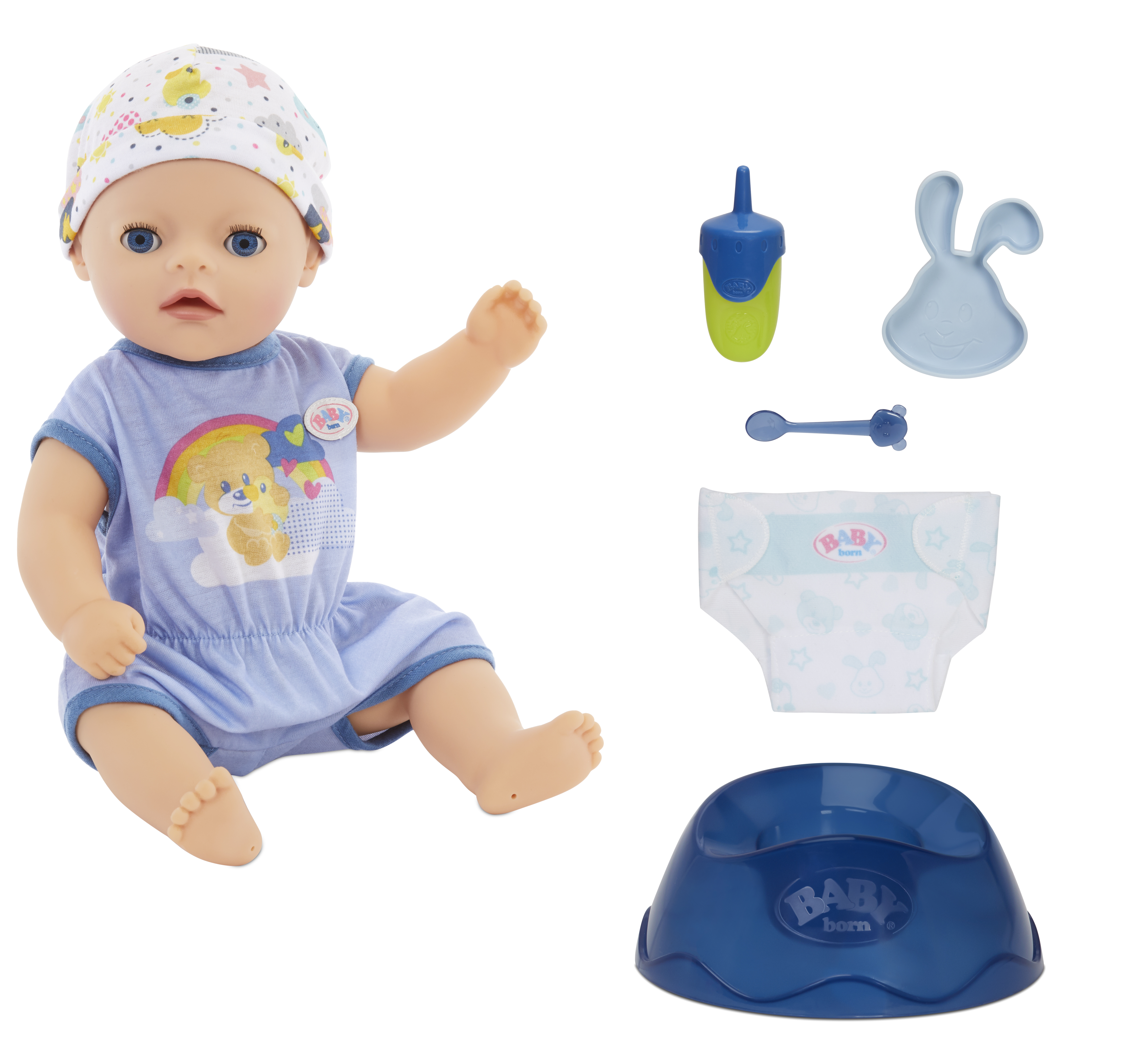 Baby Born 14” Interactive LiL Boy Baby Doll - Blue Eyes. Easy For Small Hands, 6+ Ways to Nurture, Includes Bottle, Potty and More, For Toddlers 2 Years & Up Baby Born