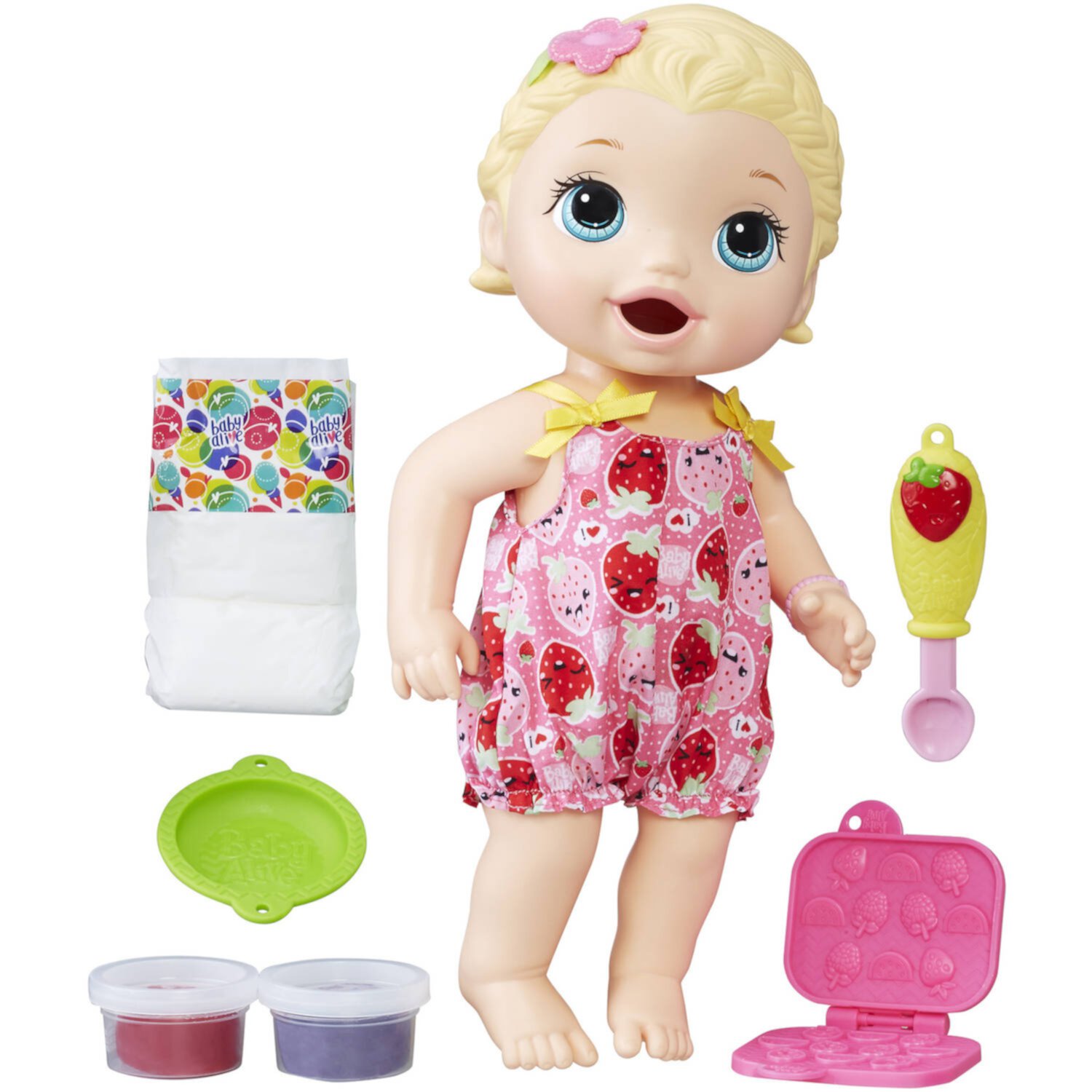 Кукла Snackin' Lily со светлыми волосами, набор для кормления и смены подгузников Baby Alive