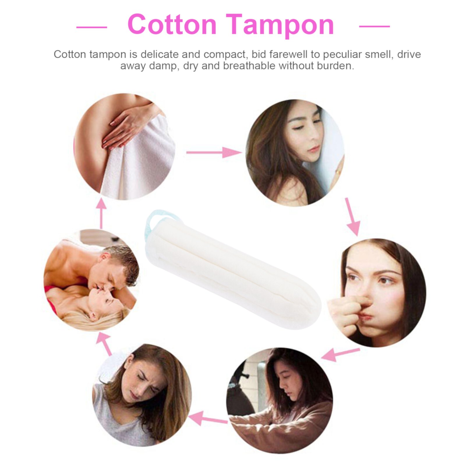 50pcs Sanitary Tampon Finger Push-in Tampon One-time Tampon Women Supplies Yarnow