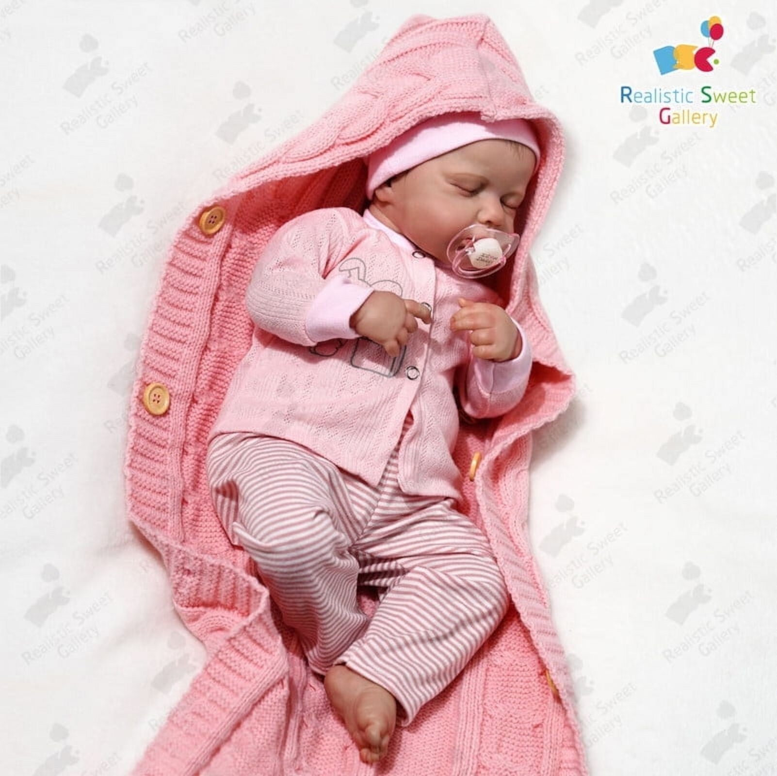 RSG 18-inch Reborn Dolls - Soft Body Lifelike Sleeping Girl - Newborn Baby Dolls with Clothes and Toy Accessories Gift for Kids Age 3+, Pink-hat (Cloth body) Rsgdolls