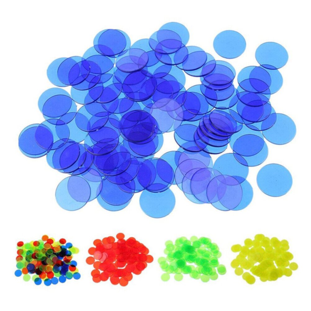 200pcs Colorful Transparent Bingo Game Accessories Counters Counting Bingo Chips Plastic Bingo Supplies Count Bingo Chips Mixed Color Homemaxs