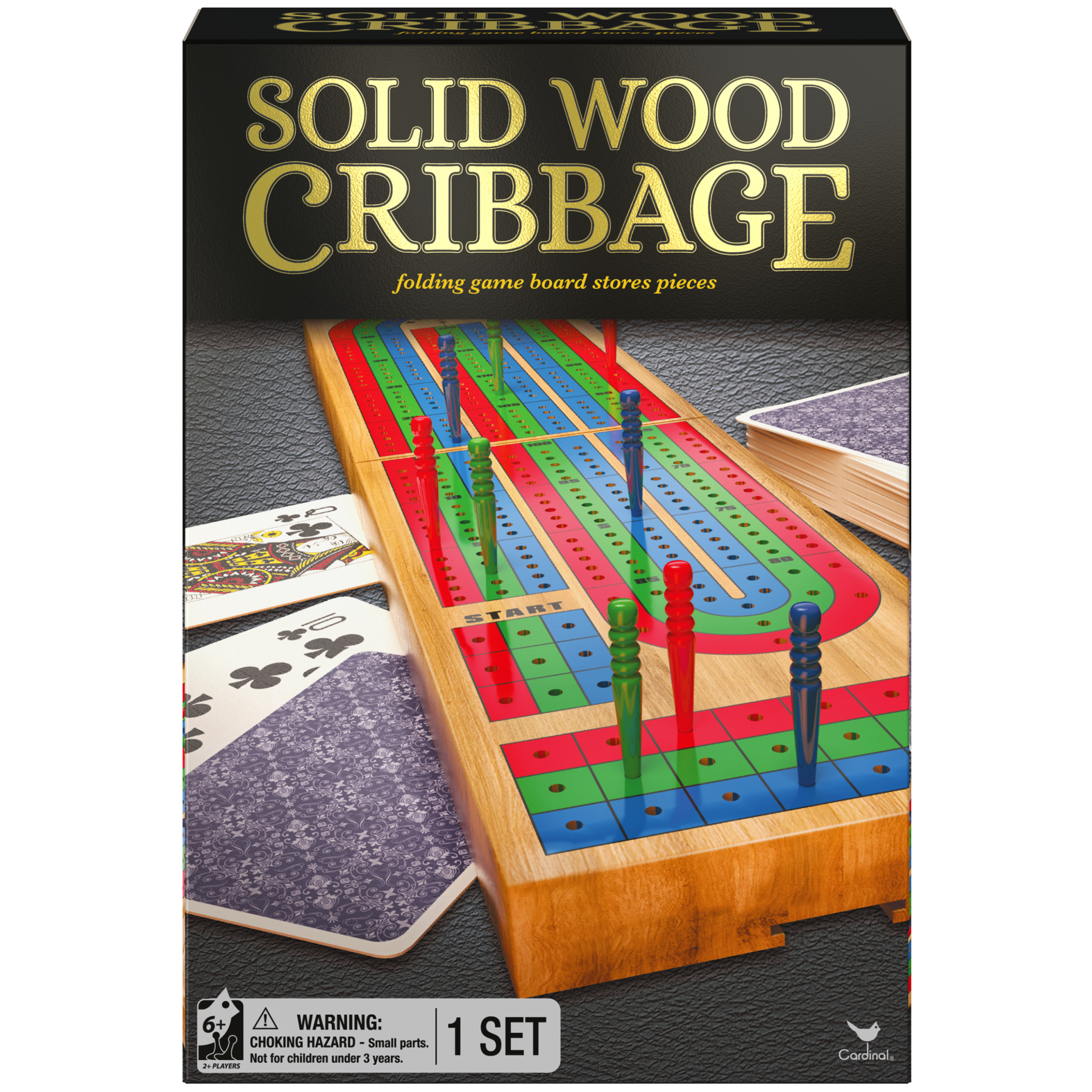 Solid Wood Cribbage Folding Board with Playing Cards Spin Master Games