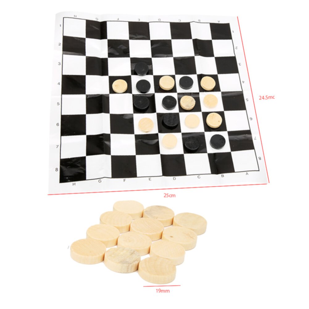 Mgaxyff  24PCS Wooden International Draught Checker Game Set Wood Chess Pieces With Chessboard Toy Gift  for Family Camping Party Mgaxyff