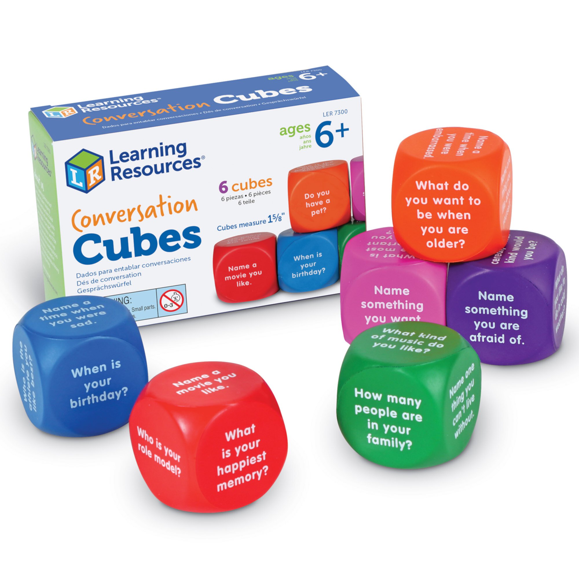 Learning Resources Conversation Cubes - Teacher and Therapist Supplies, Conversation Starters for Kids Learning Resources