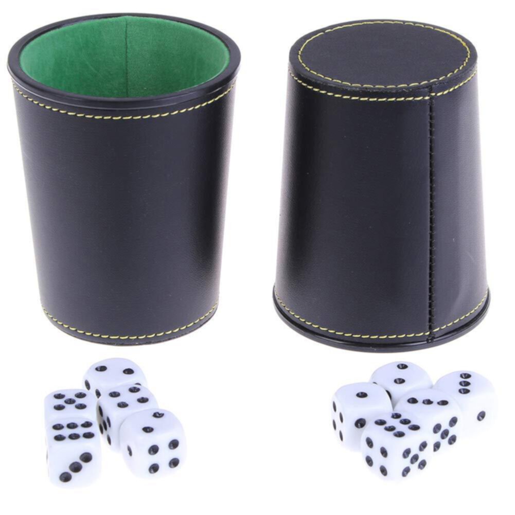 Anvazise Faux Leather Flannel Dice Cup with 5 Dice Bar KTV Entertainment Accessories Black Anvazise