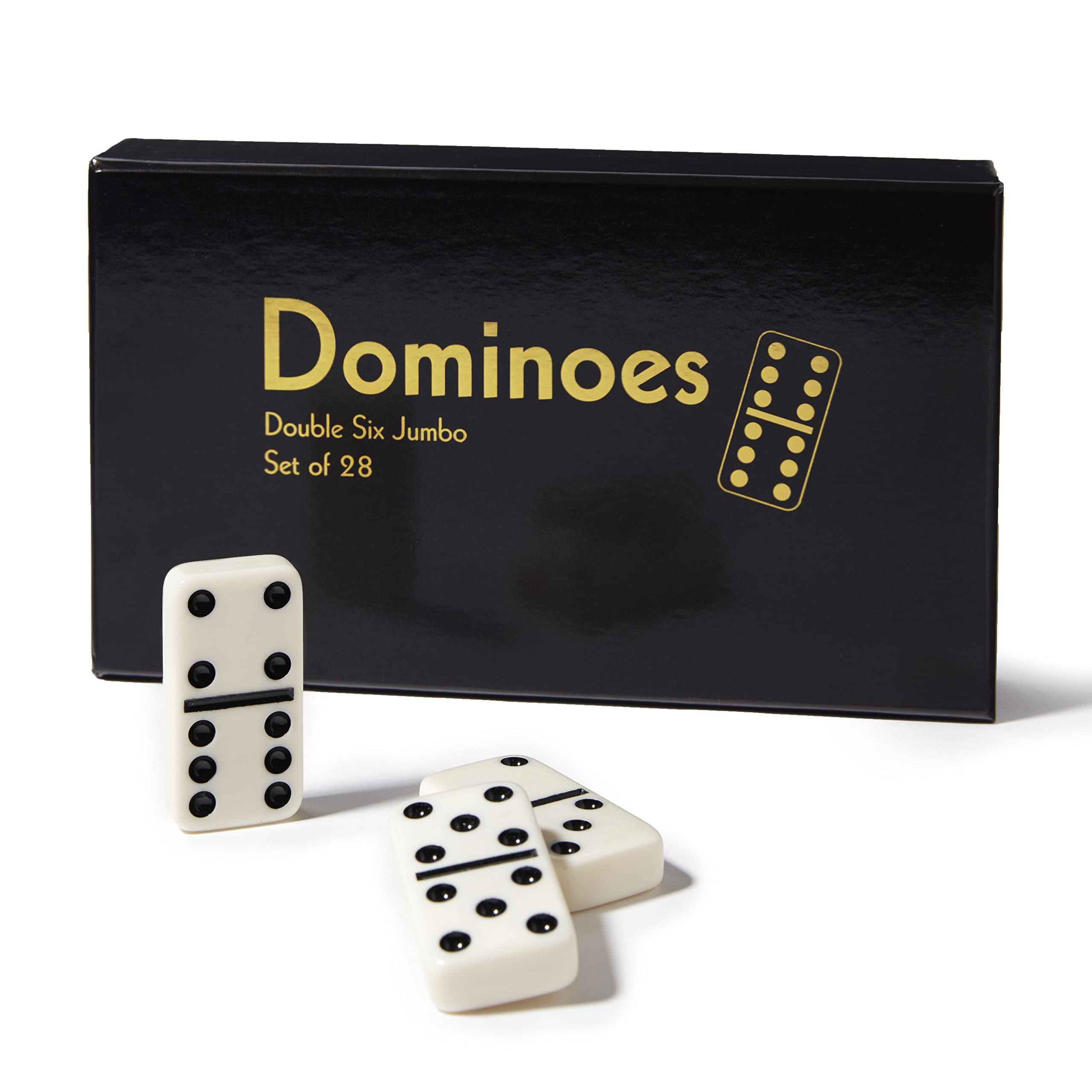 CHH Black/Cream Color Double 6 Jumbo Size Domino Tiles in Cardboard Box CHH