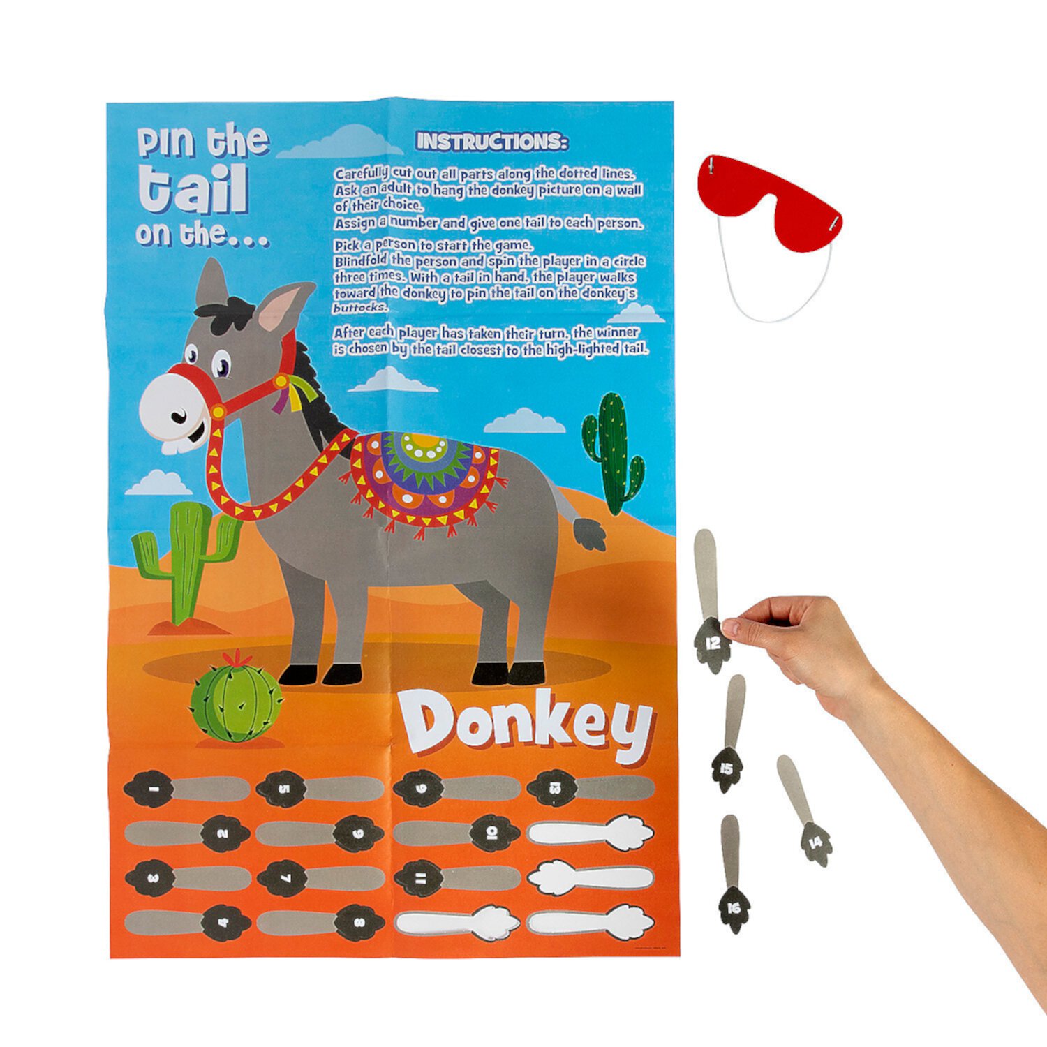 Fiesta Pin The Tail On The Donkey Game - Party Favors - 2 Pieces Fun Express