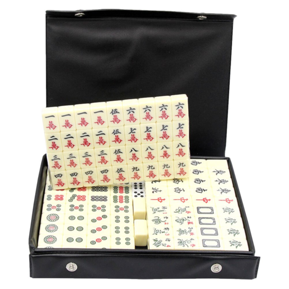 1 Set Travel Small Mahjong Traditional Chinese Version Game Mah-Jongg Toy Homemaxs