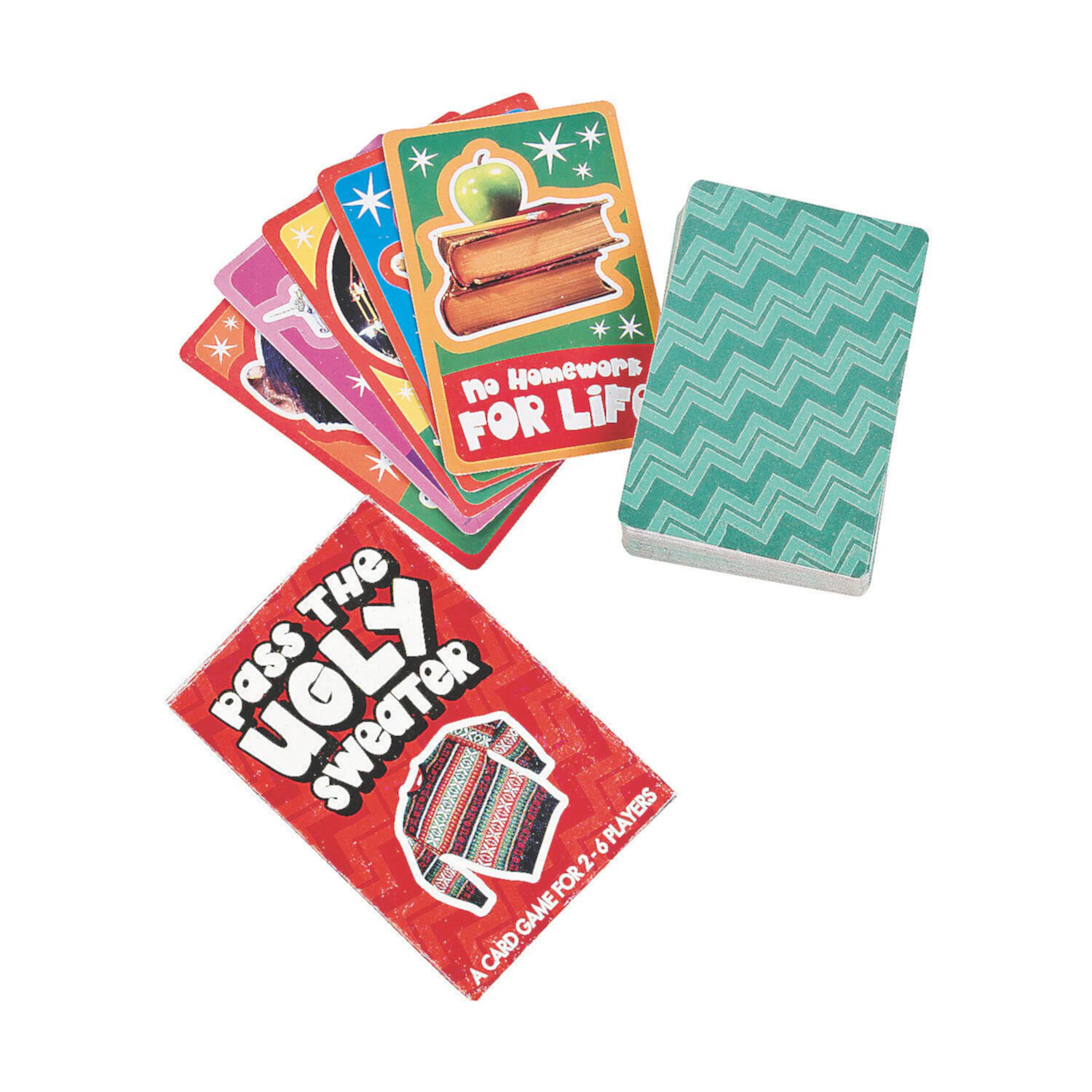 Fun Express - Pass The Ugly Sweater Card Game for Christmas - Toys - Games - Card Games - Christmas - 12 Pieces Fun Express