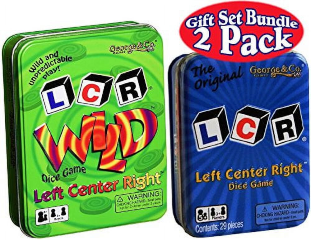 George & Company LLC LCR (Left Right Center) Dice Game in Blue Tin & LCR Wild Dice Game in Green Tin Gift Set Bundle - 2 Pack Coming soon