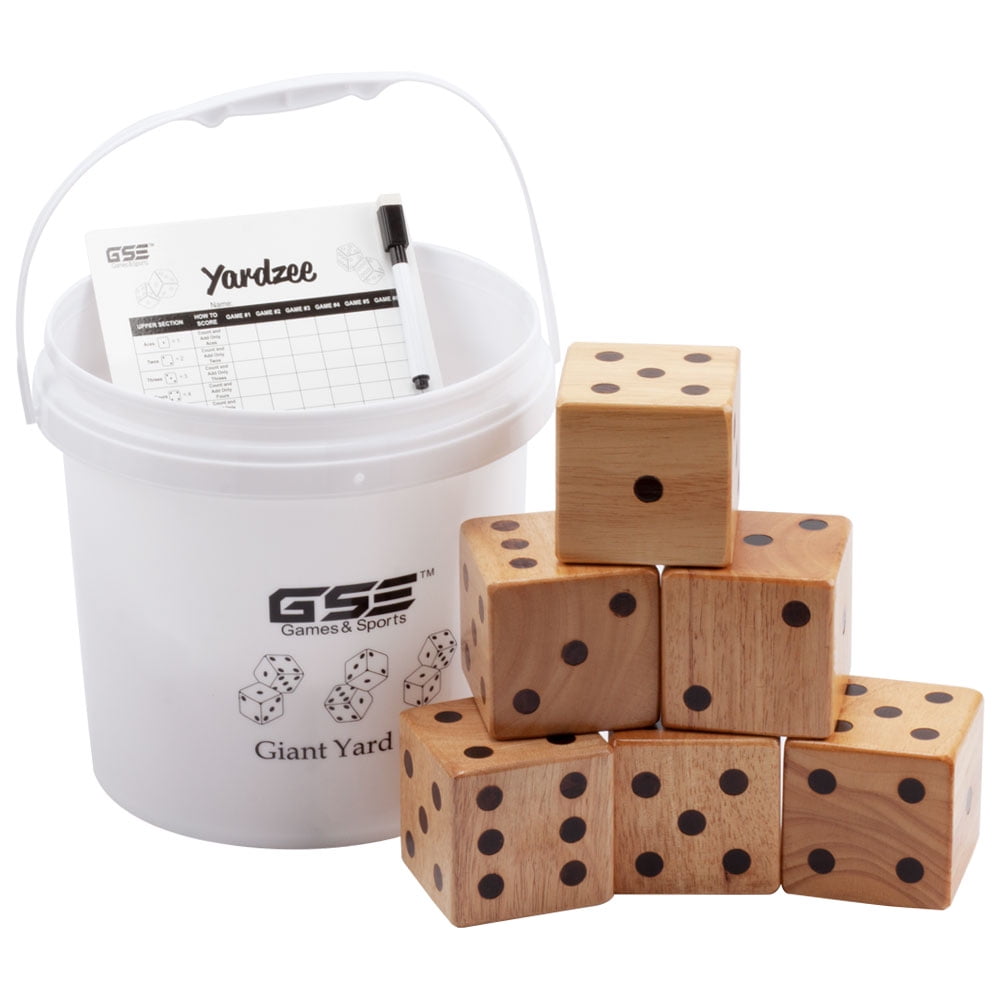 GSE Games & Sports Expert 3.5" Premium Giant Outdoor Dice Game Set with Bucket and Yardzee & Farkle Scorecard. Great for Kids & Adults Outdoor Lawn, Backyard Play GSE Games & Sports Expert