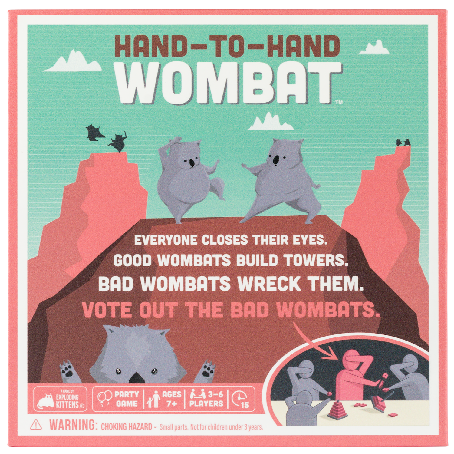 Hand to Hand Wombat Party Game By Exploding Kittens Brand Ages 7 and up, 3-6 Players Exploding Kittens