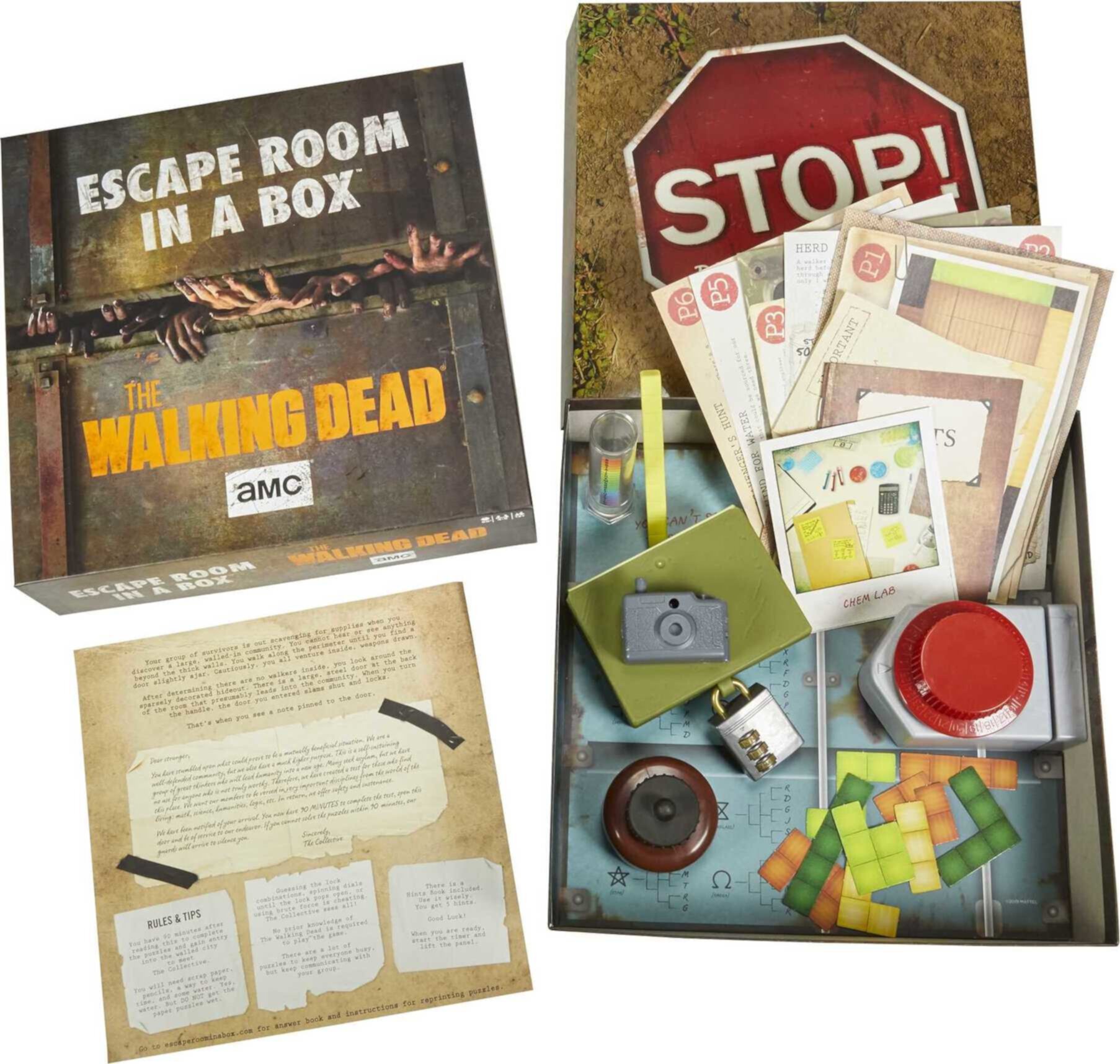 Escape Room In A Box: The Walking Dead Game, Mystery for Adults & Teens with Physical Puzzles & Locks Mattel