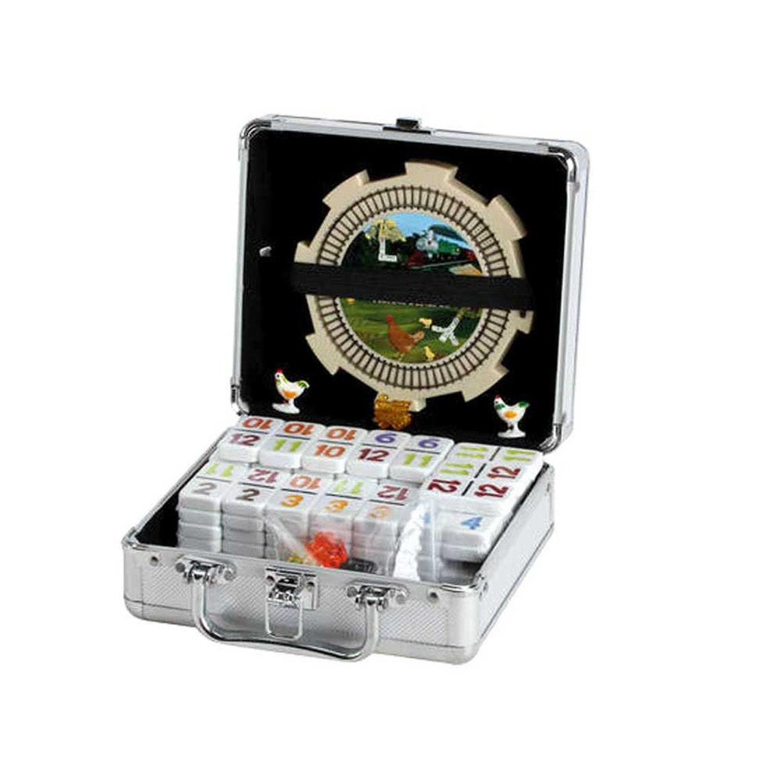 HIGH-QUALITY DOUBLE 12 NUMERAL MEXICAN TRAIN DOMINO SET WITH STYLISH ALUMINUM CASE | NUMERAL DOMINO SET, ALUMINUM CASE | FRAILLY GAME SET | G8Central