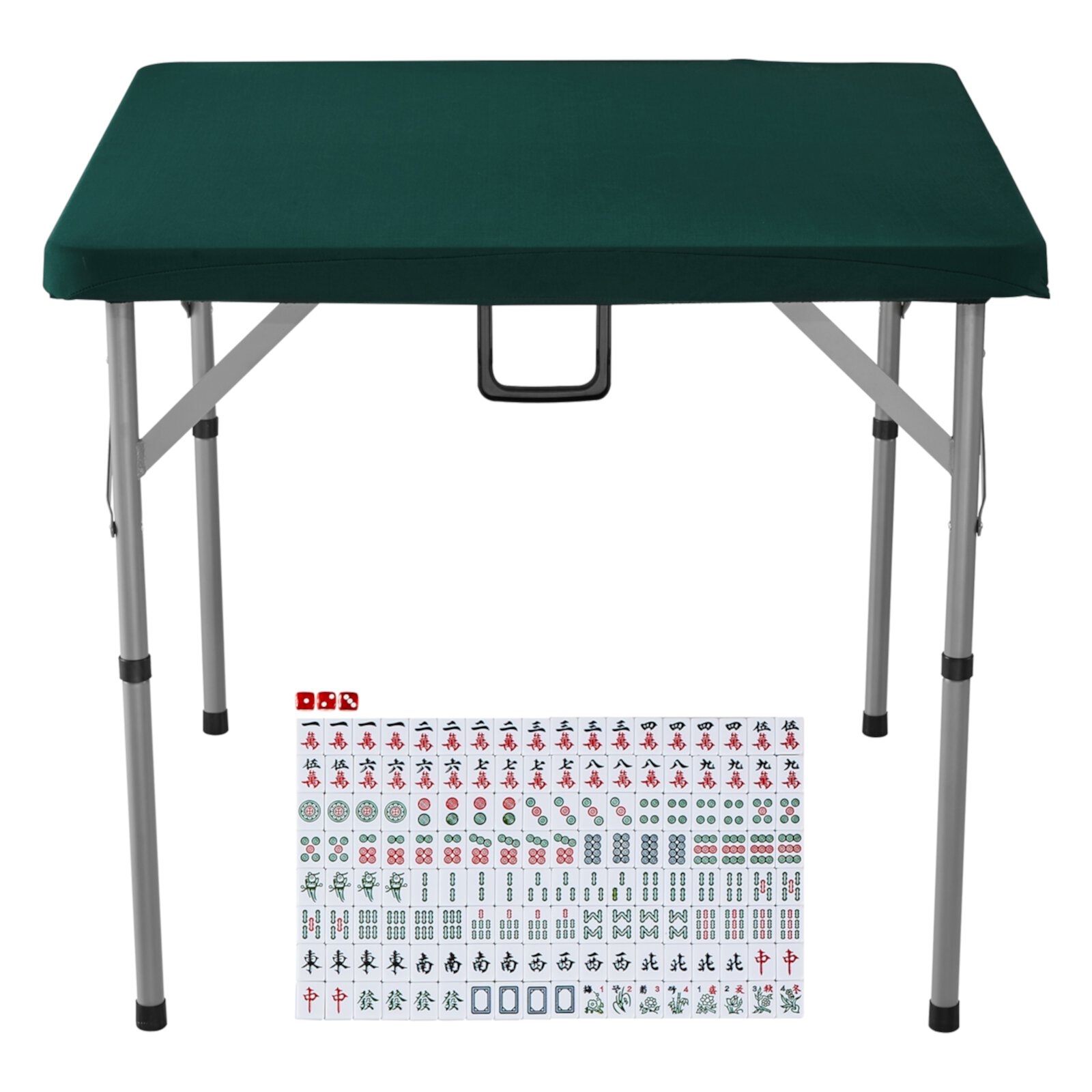 SKYSHALO 4-person Mahjong Table Folding in Half and 3-dice Mahjong Tile Set SKYSHALO