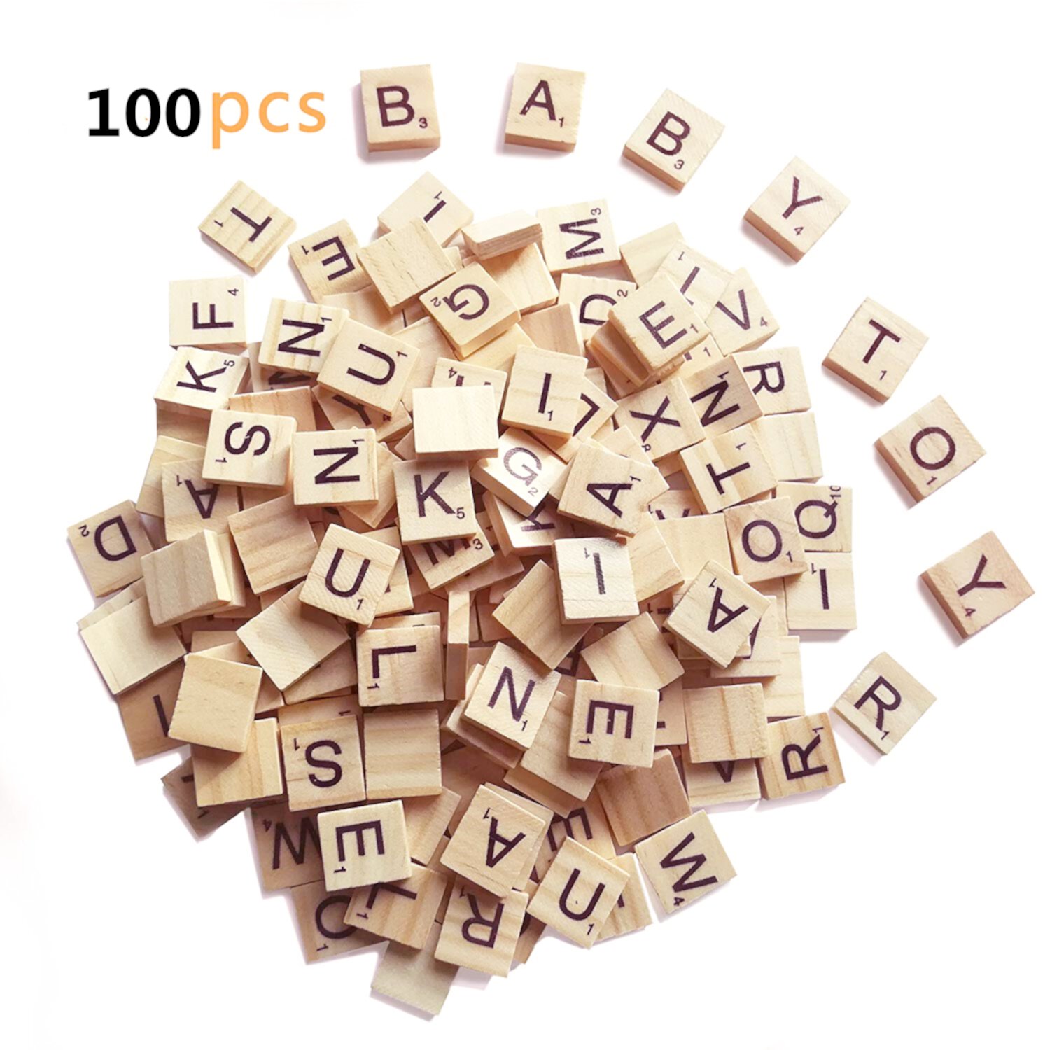 Wooden Scrabble Tiles,100 Pcs Wooden alphabet Scrabble Tiles Letters alphabet Wooden Pieces Numbers Pendants Spelling Diy Wood for Crafts Pendants Spelling Yosoo