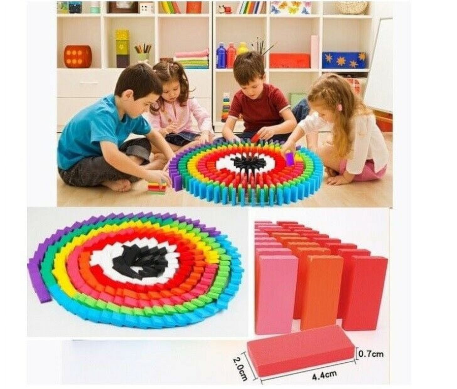 Kids Building Blocks Dominoes Set Wooden Tiles Fun Games Colors Arts Crafts Toy Unique Deals