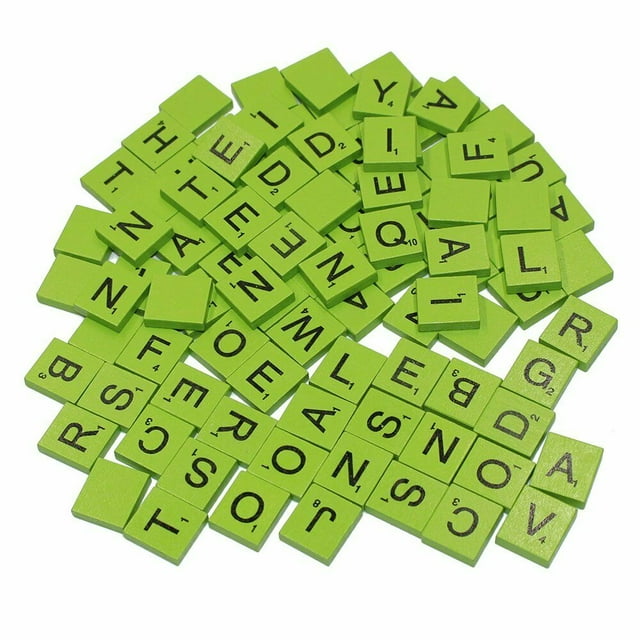 Scrabble Tiles set 100 Tiles Black Color Complete Set Wood Craft Pendant Spelling Alphabet ( Color:Black;) Unique Deals