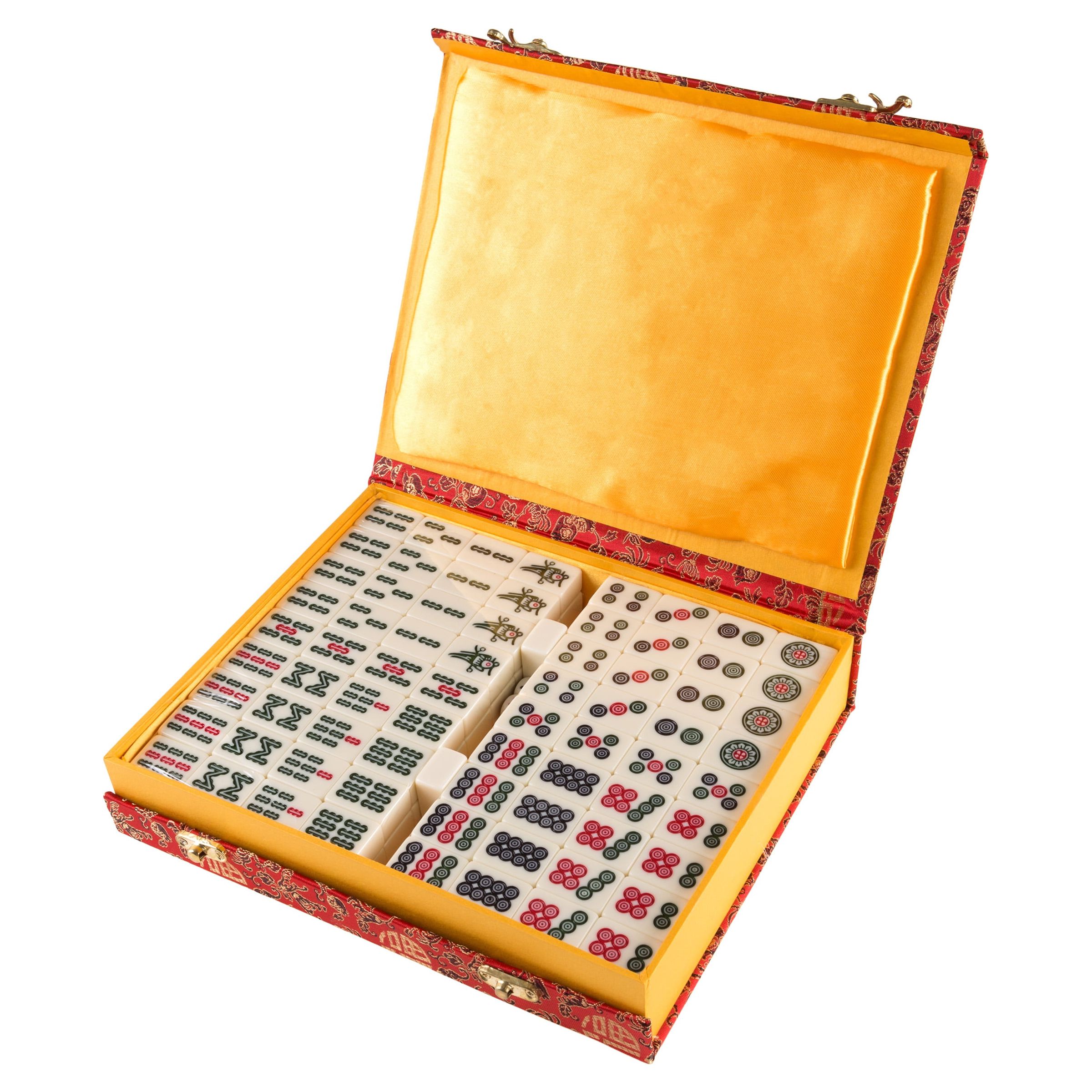 Chinese Mahjong Game Set with 146 Tiles, Dice, and ornate Storage Case by Hey! Play! Hey! Play!