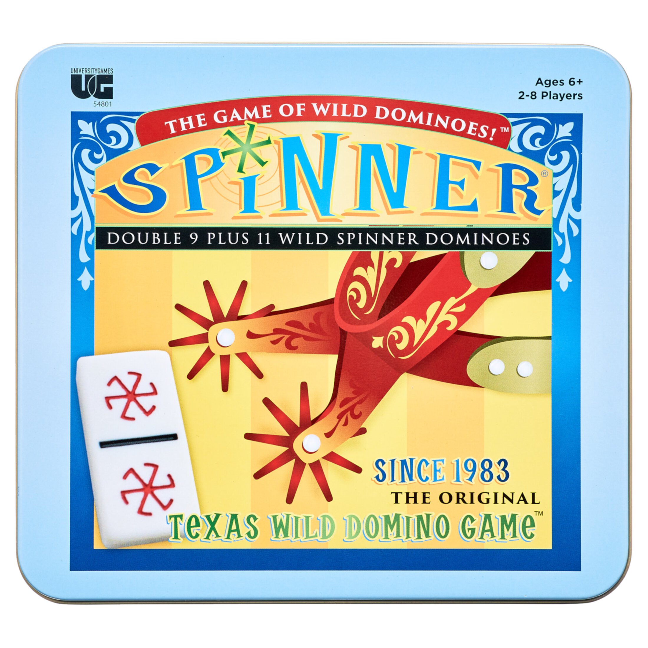 University Games | Spinner Game of Wild Dominoes in On-the-go Travel Tin , for 2 to 8 Players Ages 6 and Up University Games