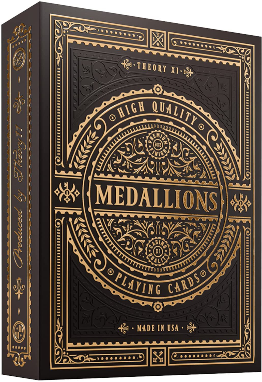 Игральные карты Medallion, супер-люксовые, коричневые с золотым фольгированием Theory11