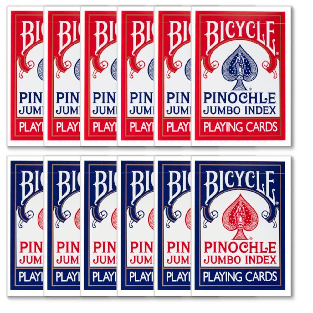 12 Decks of Bicycle Pinochle Jumbo Red & Blue N/A