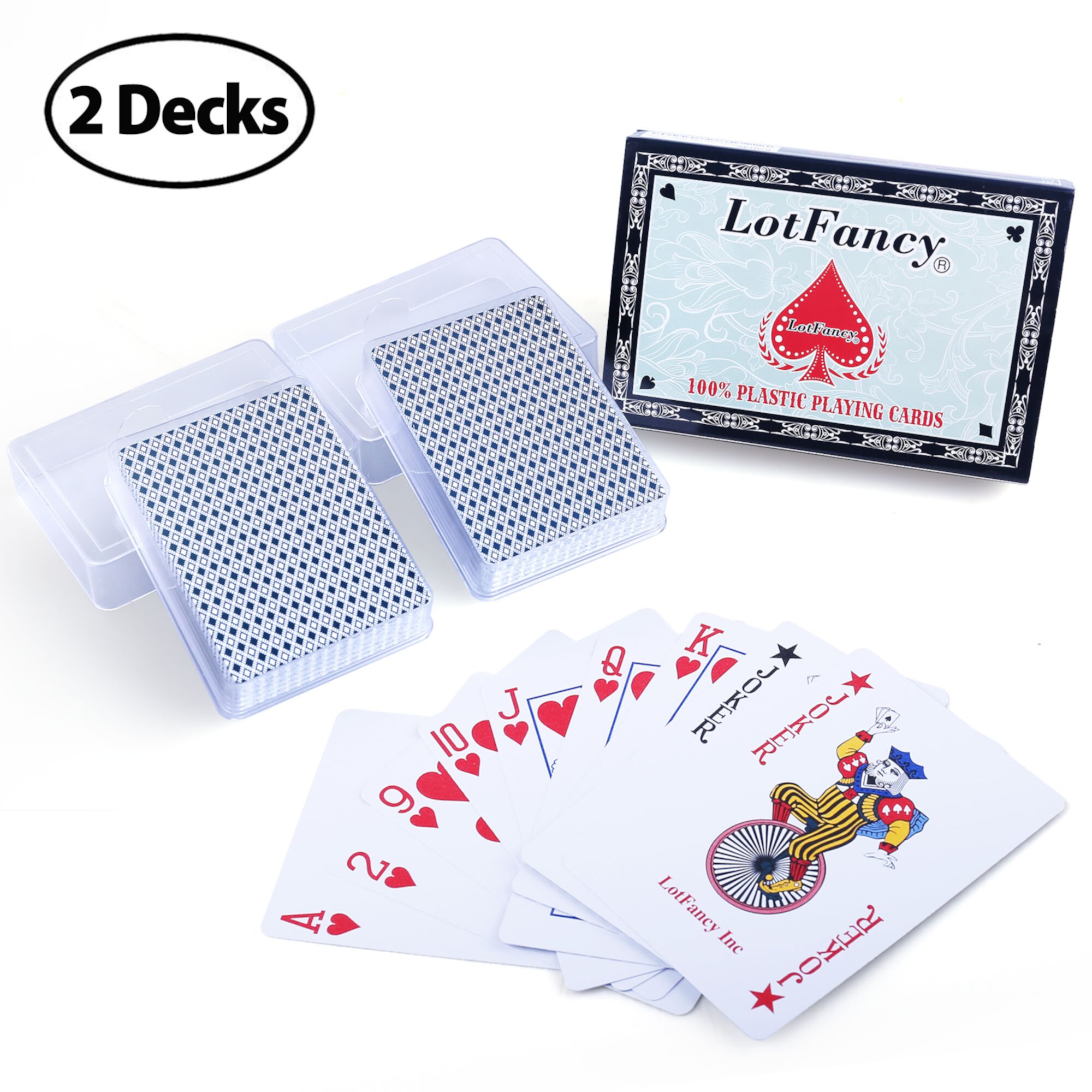 LotFancy 2 Decks Plastic Playing Cards with Plastic Case LotFancy