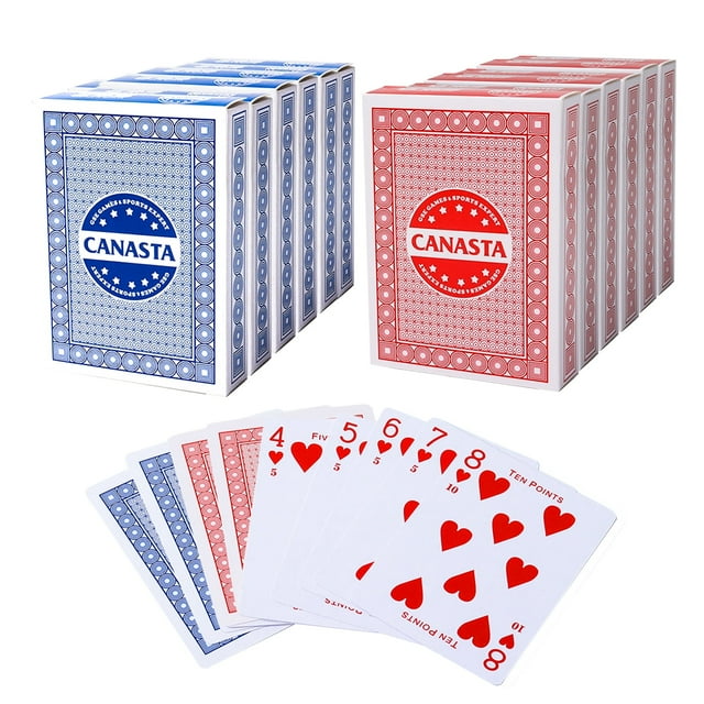 GSE Games & Sports Expert 12 Decks Canasta Playing Card Game Set with Point Values. Classical Poker Size Playing Card for Rummy Game, Canasta Card Game, Hand & Foot Card Game (6 Blue & 6 Red ) GSE Games & Sports Expert